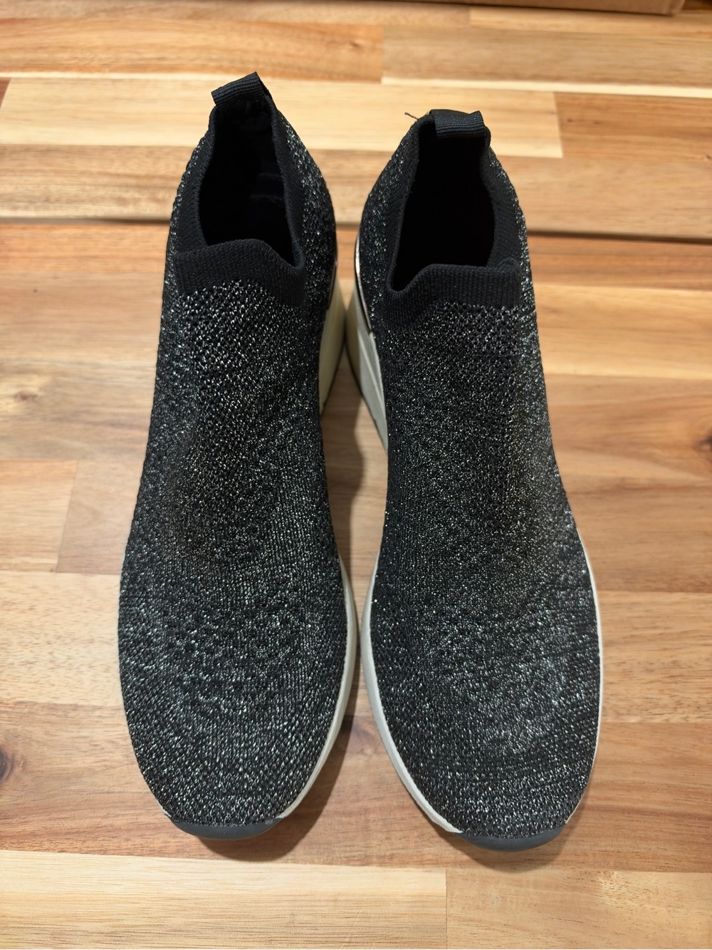 Aldo Black Sparkle Knit Slip-On Sneakers